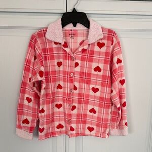 Pink Plaid Pajama Set with Red Hearts Size 10/12